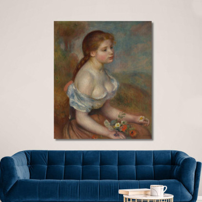 Una Giovane Ragazza Con Margherite Pierre-Auguste Renoir par132 quadro stampato su tela