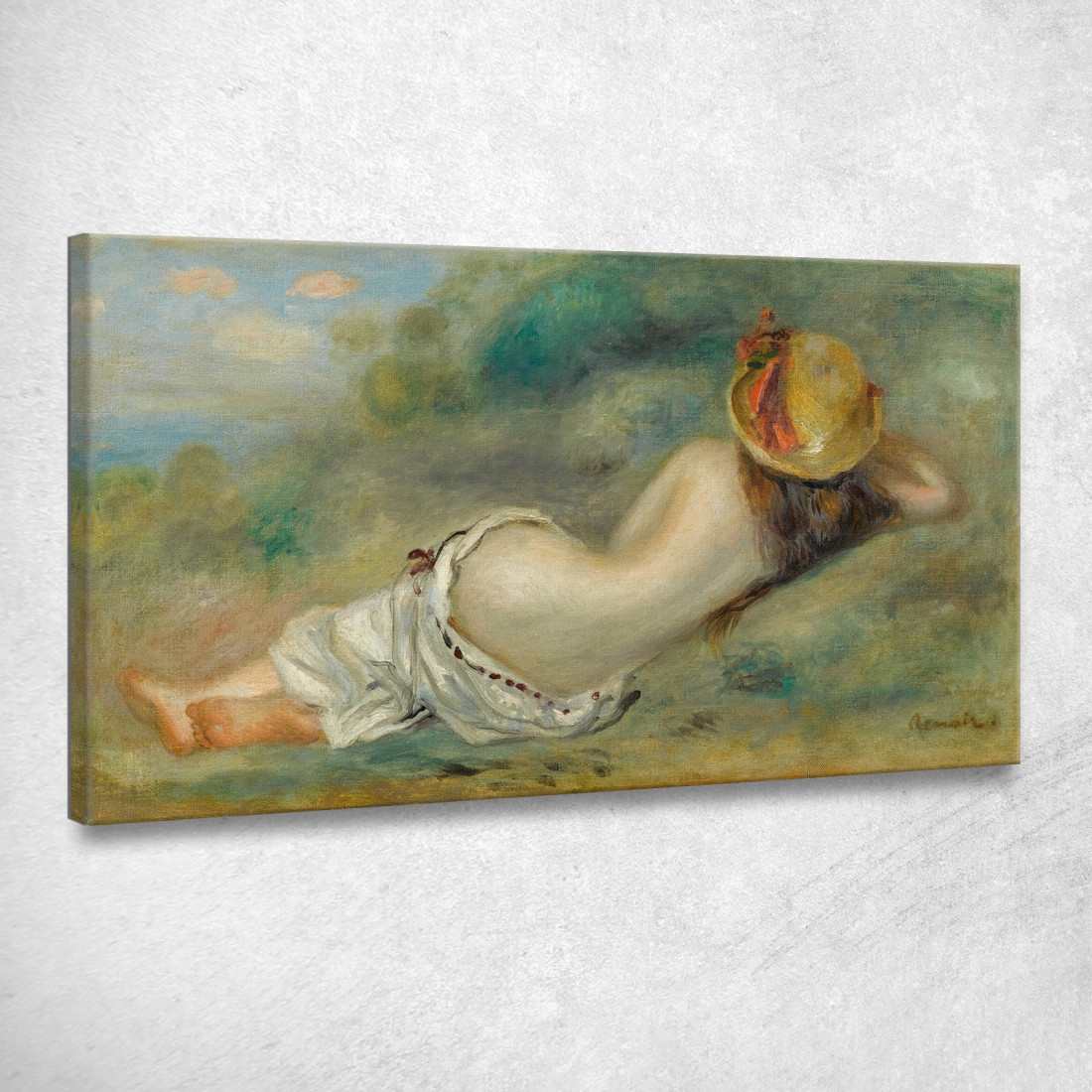 Bagnante Sdraiato Con Cappello Di Paglia Pierre-Auguste Renoir par154 quadro stampato su tela Bagnante Sdraiato Con Cappello Di Paglia Pierre-Auguste Renoir par154 quadro stampato su tela