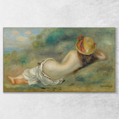 Bagnante Sdraiato Con Cappello Di Paglia Pierre-Auguste Renoir par154 quadro stampato su tela