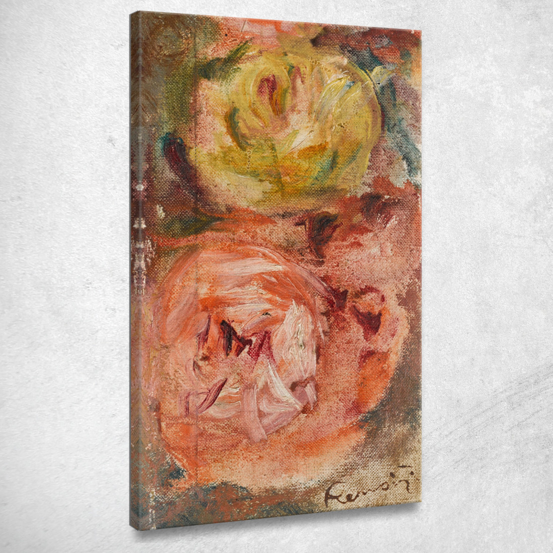 Due Rose Pierre-Auguste Renoir par198 quadro stampato su tela Due Rose Pierre-Auguste Renoir par198 quadro stampato su tela