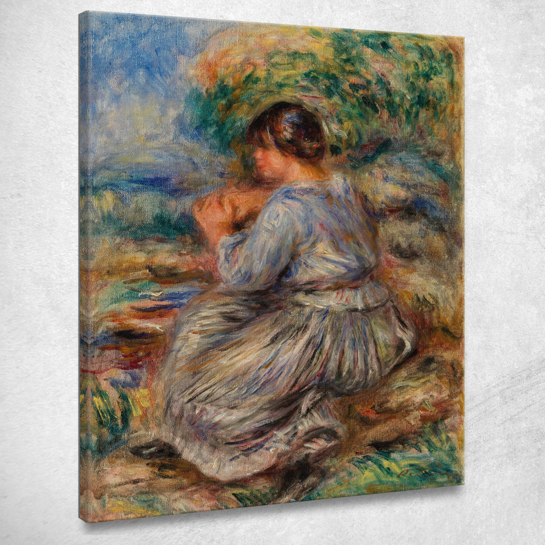 Ragazza Seduta In Un Paesaggio Pierre-Auguste Renoir par242 quadro stampato su tela