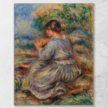 Ragazza Seduta In Un Paesaggio Pierre-Auguste Renoir par242 quadro stampato su tela