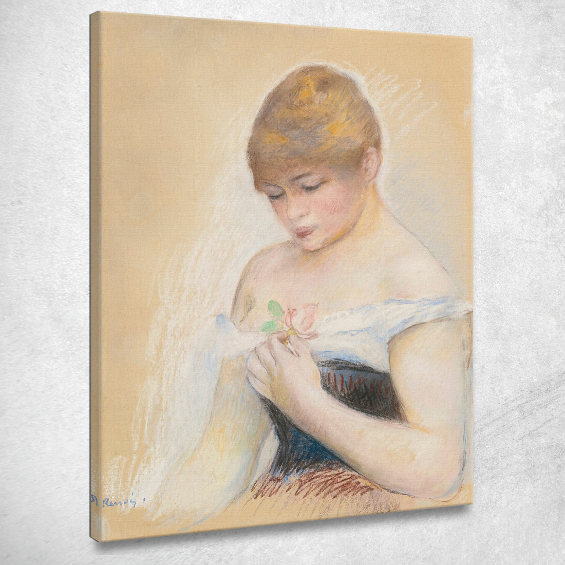 Giovane Donna Che Tiene Un Fiore Pierre-Auguste Renoir par269 quadro stampato su tela Giovane Donna Che Tiene Un Fiore Pierre-Auguste Renoir par269 quadro stampato su tela