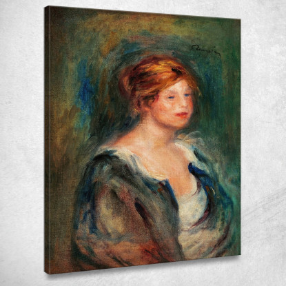 Giovane Ragazza In Blu Testa Di Donna Bionda Pierre-Auguste Renoir par273 quadro stampato su tela