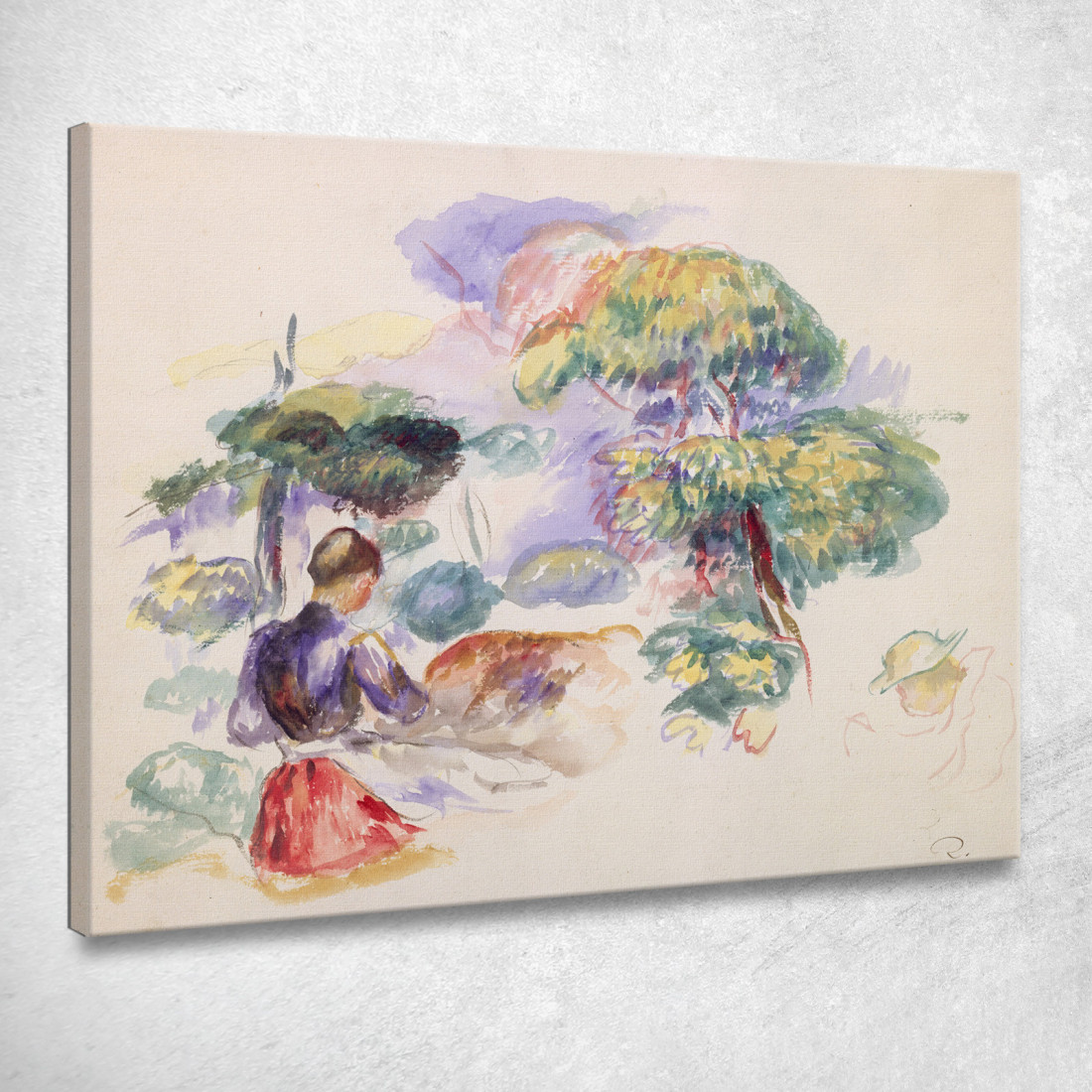 Paesaggio Con Una Ragazza Pierre-Auguste Renoir par296 quadro stampato su tela Paesaggio Con Una Ragazza Pierre-Auguste Renoir par296 quadro stampato su tela