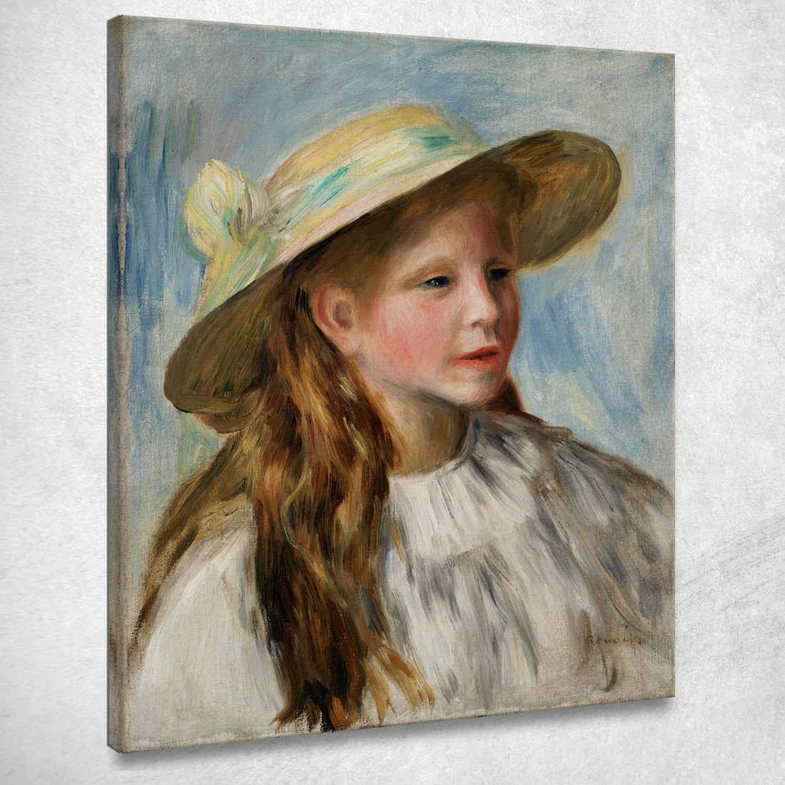 Bambina Con Un Cappello Pierre-Auguste Renoir par325 quadro stampato su tela Bambina Con Un Cappello Pierre-Auguste Renoir par325 quadro stampato su tela