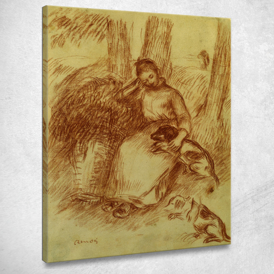Contadina Con Cane Pierre-Auguste Renoir par395 quadro stampato su tela Contadina Con Cane Pierre-Auguste Renoir par395 quadro stampato su tela