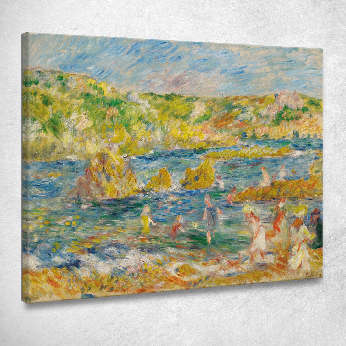 Guernsey Rocks Con Figure Sulla Spiaggia A Guernsey Pierre-Auguste Renoir par435 quadro stampato su tela