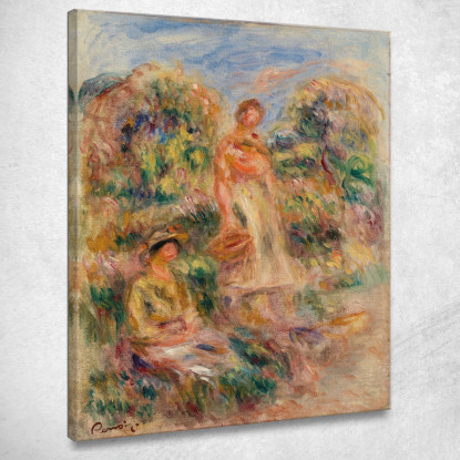 Donna In Piedi E Donna Seduta In Un Paesaggio Pierre-Auguste Renoir par454 quadro stampato su tela