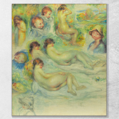 Studi Di Pierre Renoir Sua Madre Aline Charigot Nudi E Paesaggi Pierre-Auguste Renoir par461 quadro stampato su tela