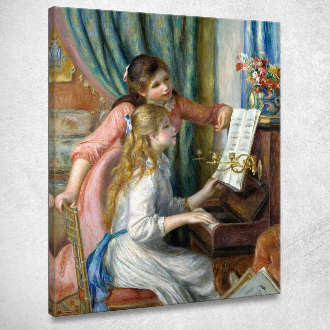 Due Giovani Ragazze Al Pianoforte Pierre-Auguste Renoir par487 quadro stampato su tela