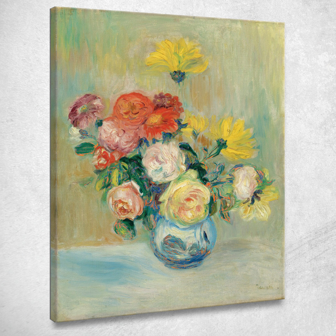 Vaso Di Rose E Dalie Pierre-Auguste Renoir par495 quadro stampato su tela Vaso Di Rose E Dalie Pierre-Auguste Renoir par495 quadro stampato su tela