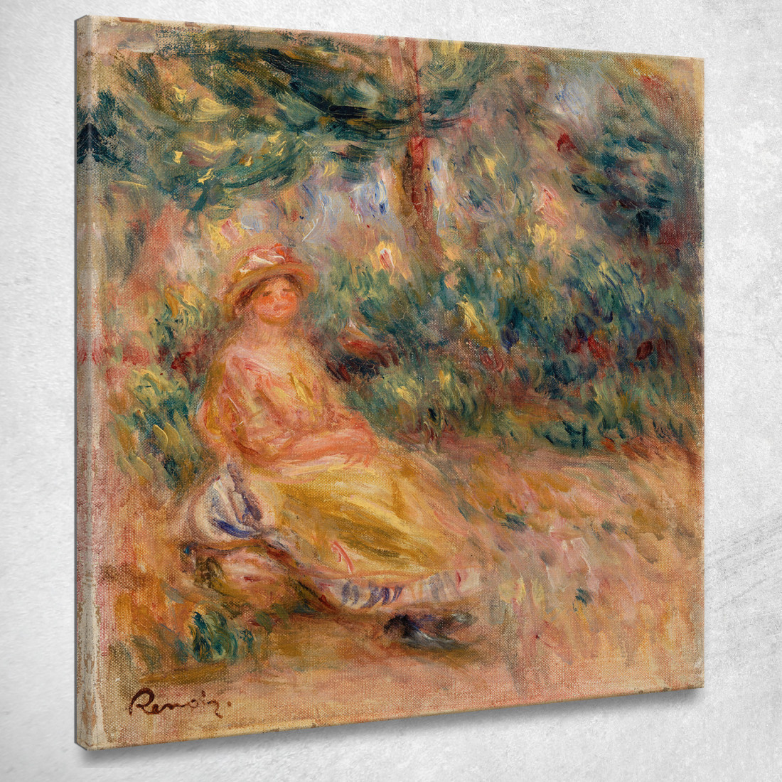 Donna In Rosa E Giallo In Un Paesaggio Pierre-Auguste Renoir par513 quadro stampato su tela Donna In Rosa E Giallo In Un Paesaggio Pierre-Auguste Renoir par513 quadro stampato su tela
