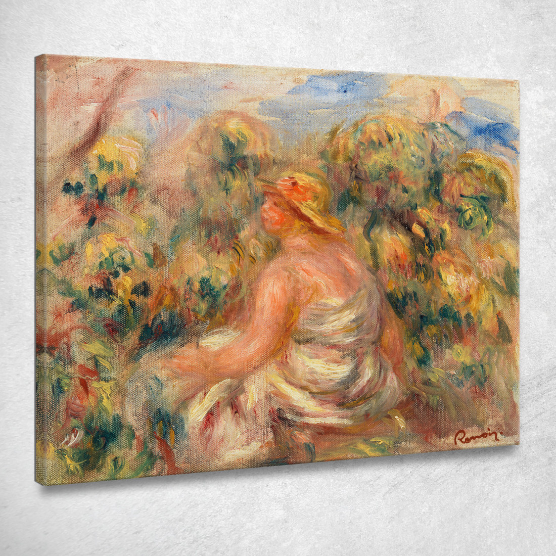 Donna Con Cappello In Un Paesaggio Pierre-Auguste Renoir par520 quadro stampato su tela Donna Con Cappello In Un Paesaggio Pierre-Auguste Renoir par520 quadro stampato su tela