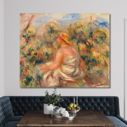 Donna Con Cappello In Un Paesaggio Pierre-Auguste Renoir par520 quadro stampato su tela