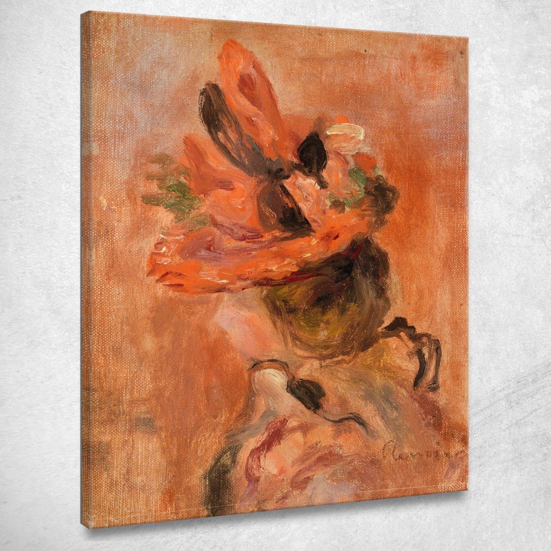 Testa Di Donna Con Cappello Rosso Pierre-Auguste Renoir par521 quadro stampato su tela Testa Di Donna Con Cappello Rosso Pierre-Auguste Renoir par521 quadro stampato su tela