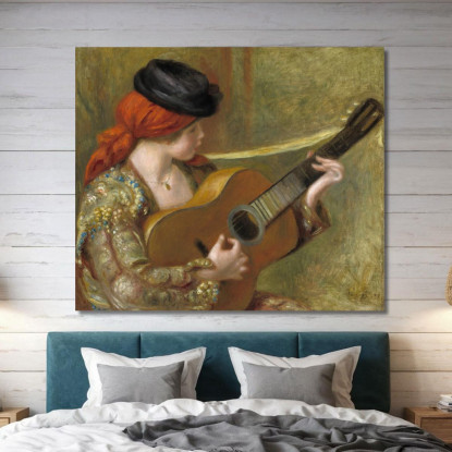 Giovane Donna Spagnola Con Una Chitarra Pierre-Auguste Renoir par528 quadro stampato su tela