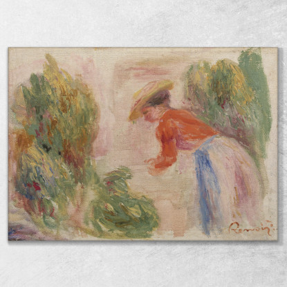 Donna Che Raccoglie Fiori Pierre-Auguste Renoir par612 quadro stampato su tela