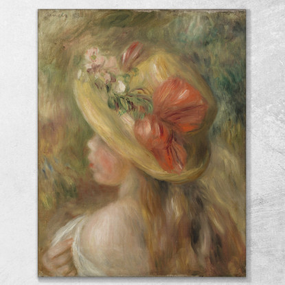 Ragazza Giovane Con Cappello Pierre-Auguste Renoir par621 quadro stampato su tela