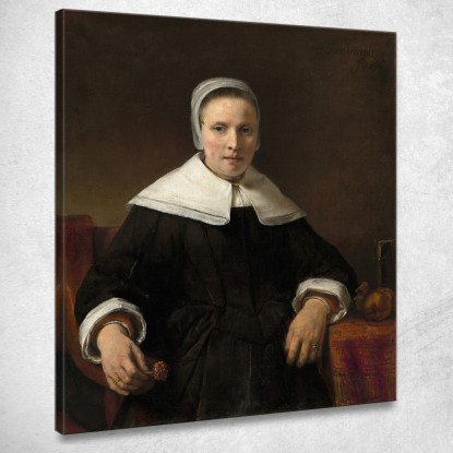 Una Donna Che Tiene Una Rosa Rembrandt van Rijn rvr4 quadro stampato su tela