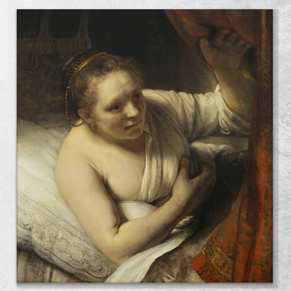 Una Donna A Letto Rembrandt van Rijn rvr5 quadro stampato su tela