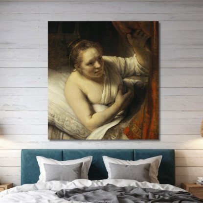 Una Donna A Letto Rembrandt van Rijn rvr5 quadro stampato su tela