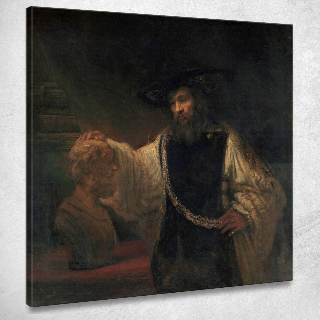 Aristotele Con Un Busto Di Omero Rembrandt van Rijn rvr22 quadro stampato su tela Aristotele Con Un Busto Di Omero Rembrandt van Rijn rvr22 quadro stampato su tela