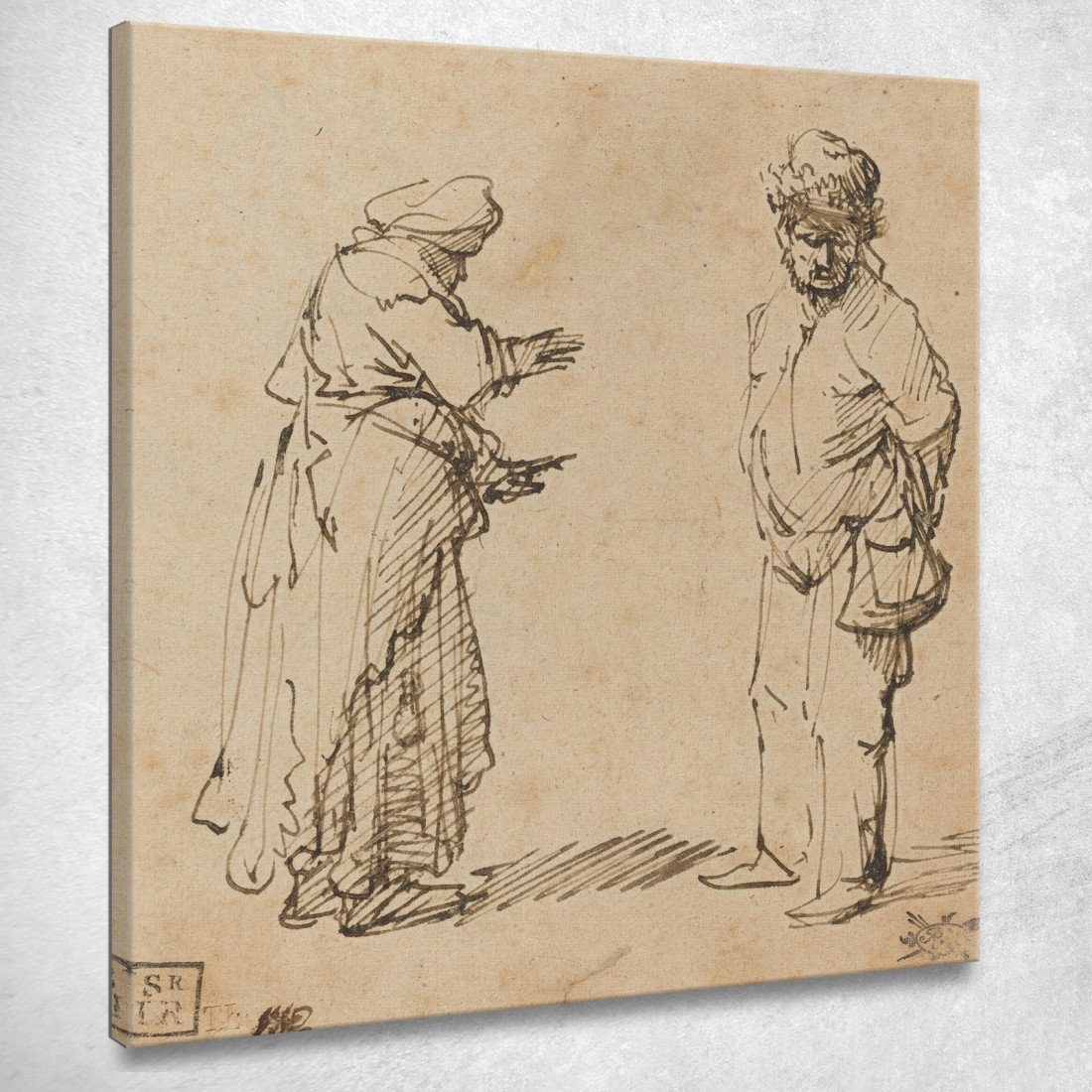 Mendicante Uomo E Donna Rembrandt van Rijn rvr23 quadro stampato su tela Mendicante Uomo E Donna Rembrandt van Rijn rvr23 quadro stampato su tela