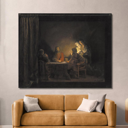 Cristo In Emmaus Rembrandt van Rijn rvr41 quadro stampato su tela