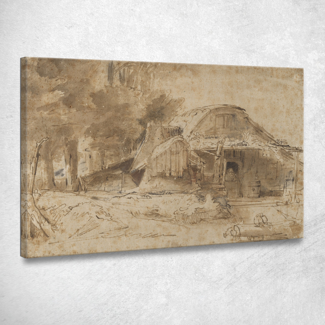 Cottage Vicino All'Ingresso Di Un Bosco Rembrandt van Rijn rvr48 quadro stampato su tela Cottage Vicino All'Ingresso Di Un Bosco Rembrandt van Rijn rvr48 quadro stampato su tela
