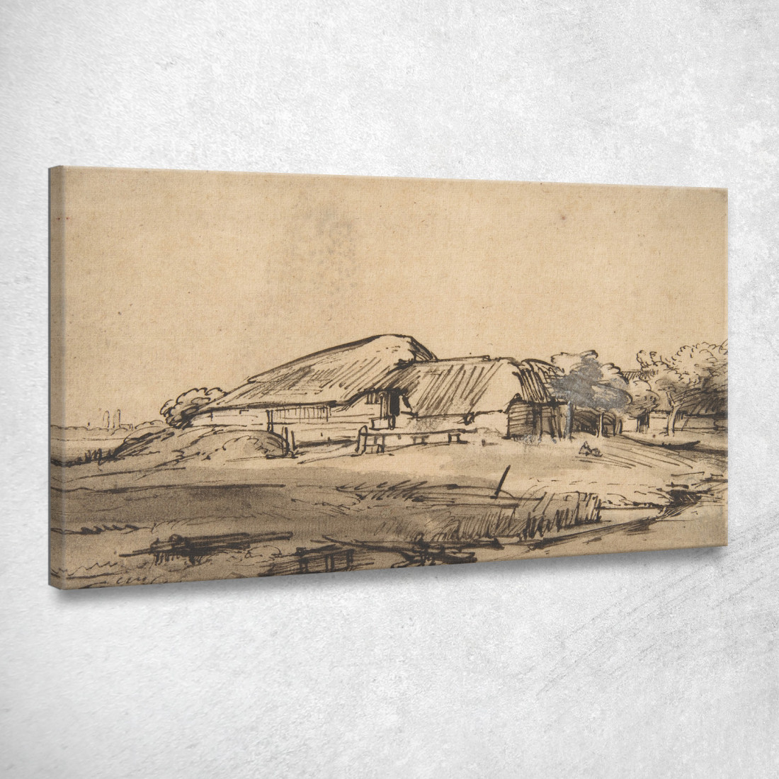 Gruppo Di Fabbricati Agricoli Rembrandt van Rijn rvr57 quadro stampato su tela Gruppo Di Fabbricati Agricoli Rembrandt van Rijn rvr57 quadro stampato su tela