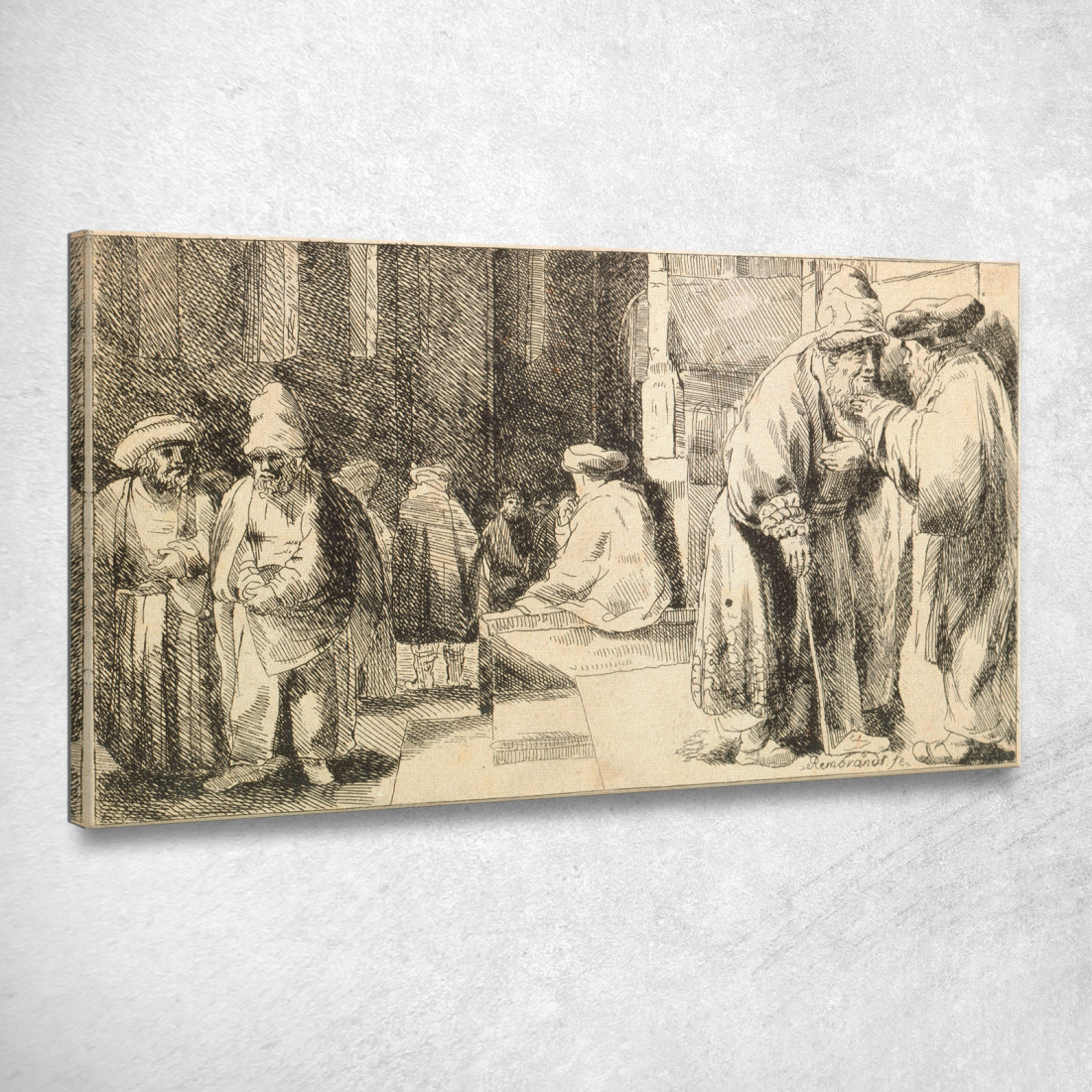 Ebrei Nella Sinagoga Rembrandt van Rijn rvr71 quadro stampato su tela Ebrei Nella Sinagoga Rembrandt van Rijn rvr71 quadro stampato su tela