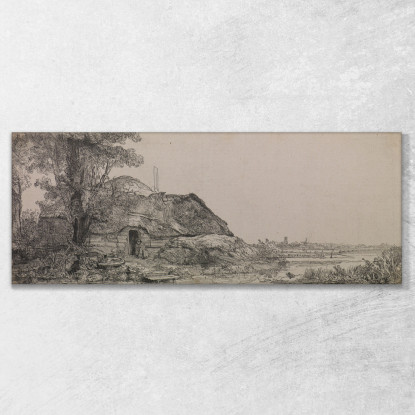 Paesaggio Con Una Casetta E Un Grande Albero Rembrandt van Rijn rvr76 quadro stampato su tela
