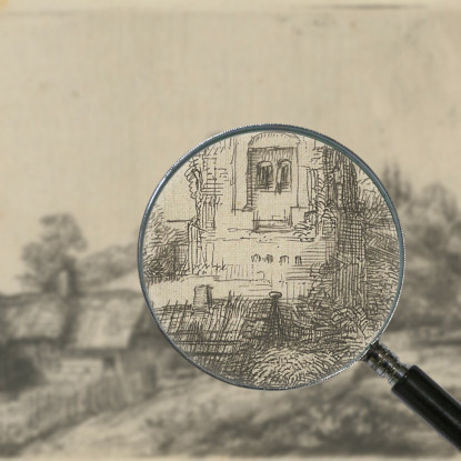 Paesaggio Con Torre Quadrata Rembrandt van Rijn rvr81 quadro stampato su tela