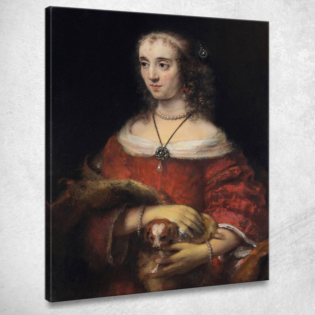 Ritratto Di Dama Con Cagnolino Rembrandt van Rijn rvr122 quadro stampato su tela Ritratto Di Dama Con Cagnolino Rembrandt van Rijn rvr122 quadro stampato su tela