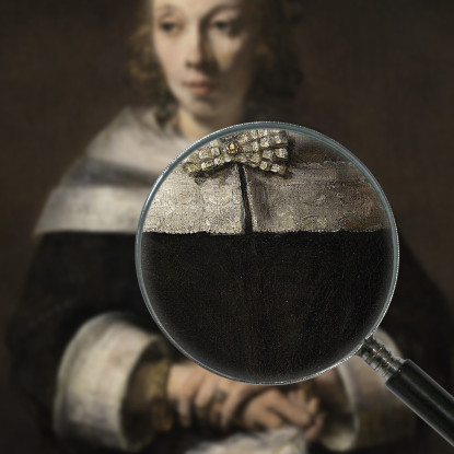 Ritratto Di Dama Con Ventaglio Di Piume Di Struzzo Rembrandt van Rijn rvr124 quadro stampato su tela