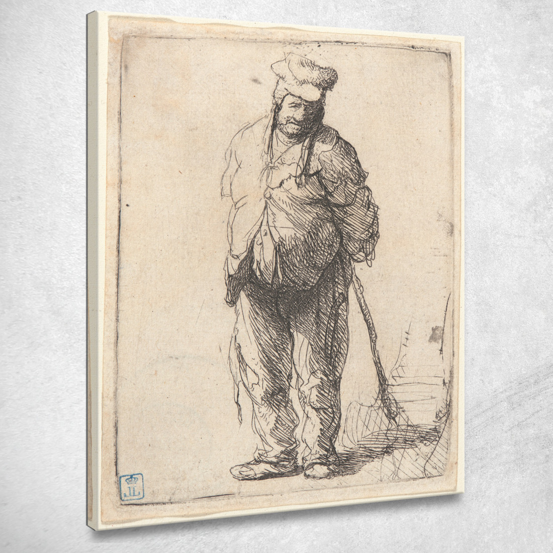 Contadino Cencioso Con Le Mani Dietro Di Lui Che Tiene Un Bastone Rembrandt van Rijn rvr150 quadro stampato su tela Contadino Cencioso Con Le Mani Dietro Di Lui Che Tiene Un Bastone Rembrandt van Rijn rvr150 quadro stampato su tela