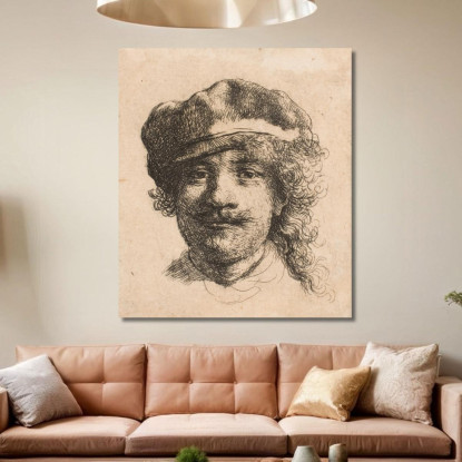 Rembrandt Indossa Un Berretto Morbido Rembrandt van Rijn rvr162 quadro stampato su tela