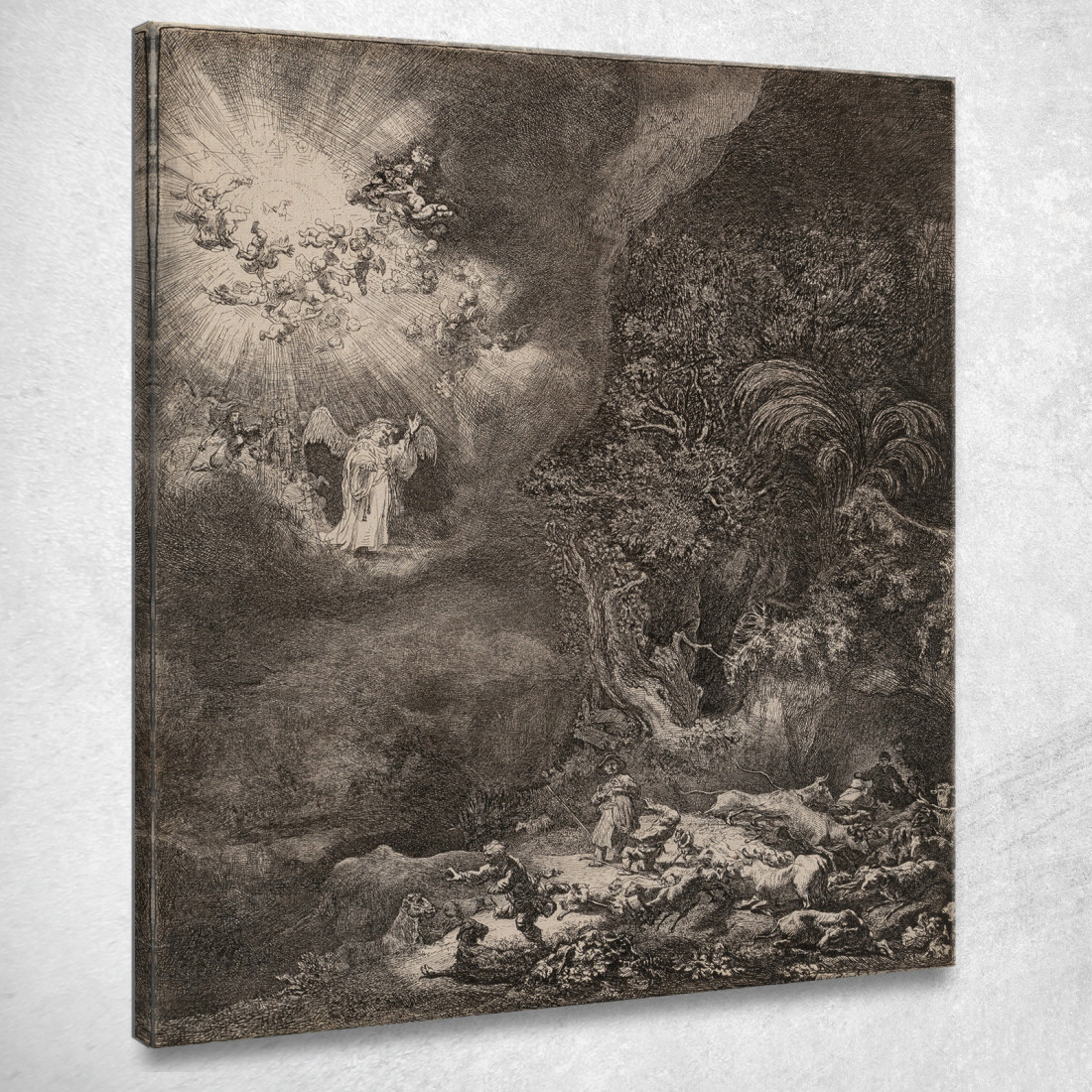 L'Angelo Che Appare Ai Pastori 2 Rembrandt van Rijn rvr204 quadro stampato su tela L'Angelo Che Appare Ai Pastori 2 Rembrandt van Rijn rvr204 quadro stampato su tela