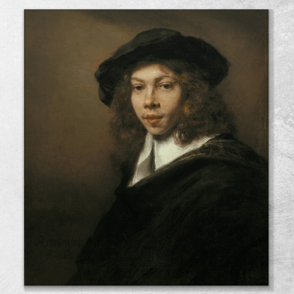 Giovane Con Un Berretto Nero Rembrandt van Rijn rvr272 quadro stampato su tela