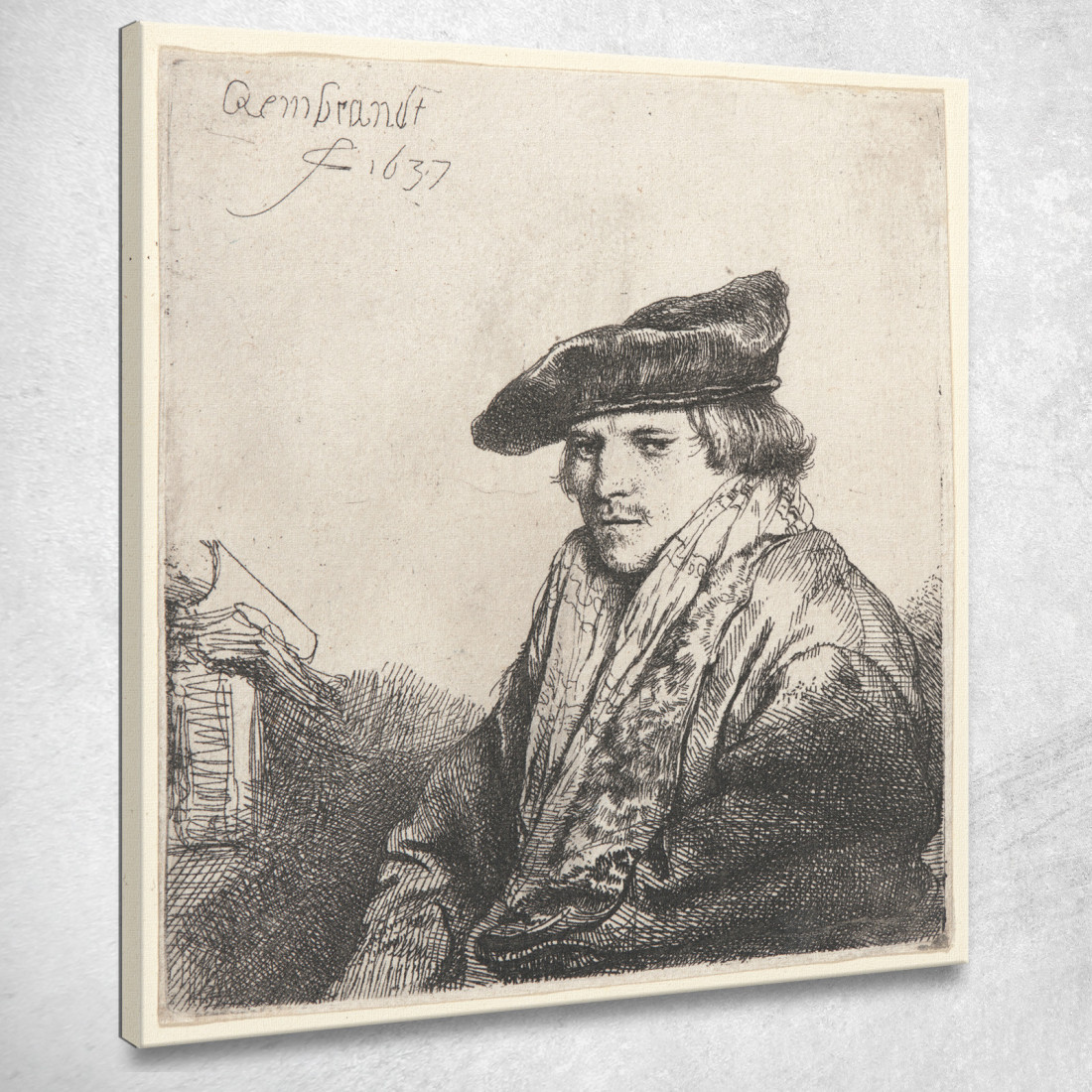 Giovane Uomo Con Berretto Di Velluto Con Libri Accanto A Lui Rembrandt van Rijn rvr273 quadro stampato su tela Giovane Uomo Con Berretto Di Velluto Con Libri Accanto A Lui Rembrandt van Rijn rvr273 quadro stampato su tela