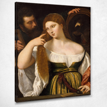 Ragazza Davanti Allo Specchio Titian Tiziano Vecellio ttn30 quadro stampato su tela