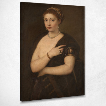 Ragazza Con La Pelliccia Titian Tiziano Vecellio ttn31 quadro stampato su tela