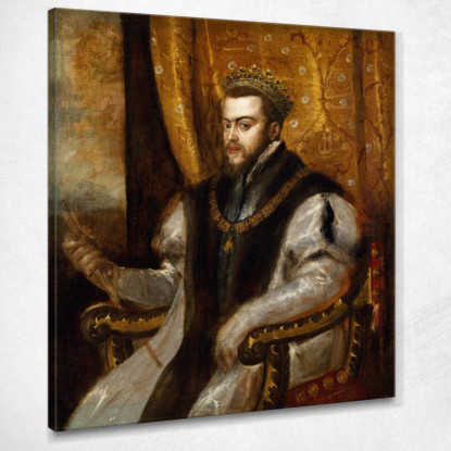 Re Filippo Ii Di Spagna Titian Tiziano Vecellio ttn34 quadro stampato su tela