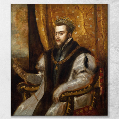 Re Filippo Ii Di Spagna Titian Tiziano Vecellio ttn34 quadro stampato su tela