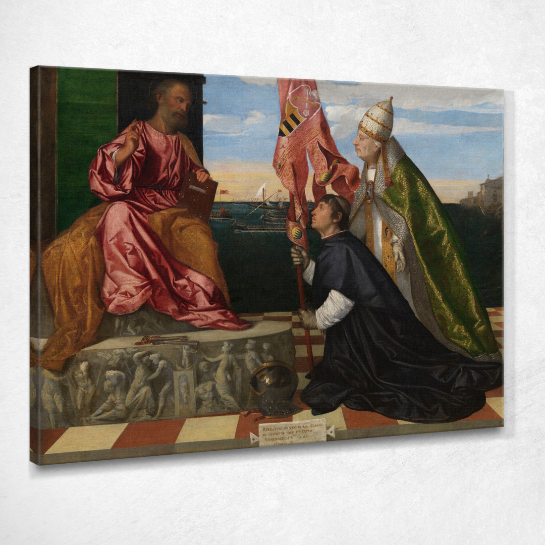 Papa Alessandro Vi Presenta Il Vescovo Jacopo Pesaro A San Pietro Titian Tiziano Vecellio ttn42 quadro stampato su tela