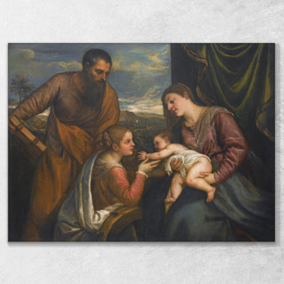 La Madonna Col Bambino E I Santi Luca E Caterina D'Alessandria Titian Tiziano Vecellio ttn65 quadro stampato su tela