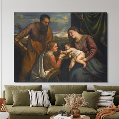 La Madonna Col Bambino E I Santi Luca E Caterina D'Alessandria Titian Tiziano Vecellio ttn65 quadro stampato su tela