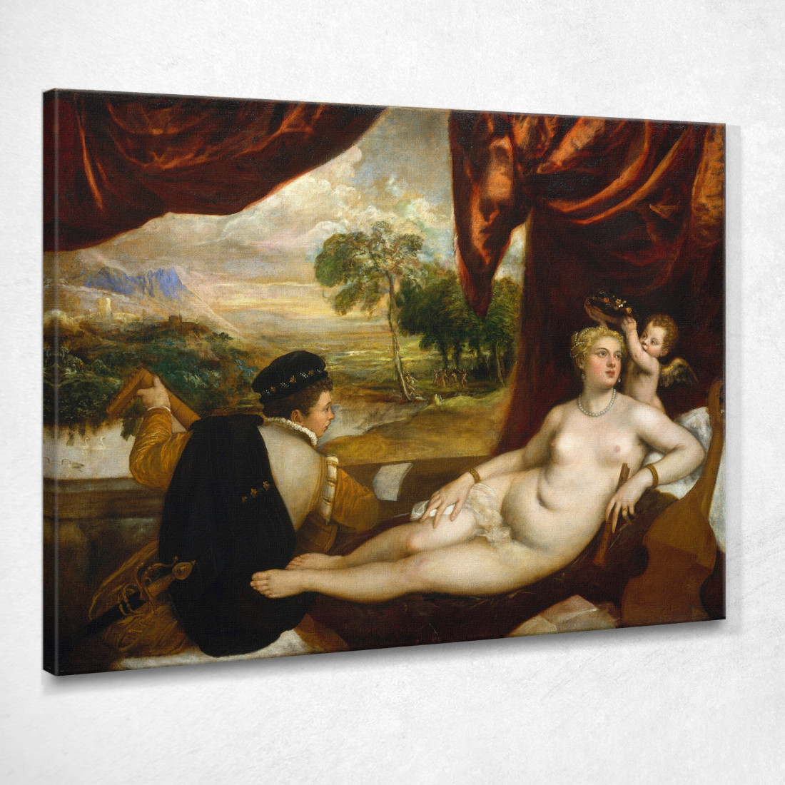 Venere E Il Suonatore Di Liuto Titian Tiziano Vecellio ttn76 quadro stampato su tela Venere E Il Suonatore Di Liuto Titian Tiziano Vecellio ttn76 quadro stampato su tela