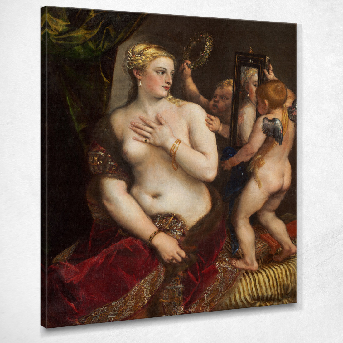 Venere Con Uno Specchio Titian Tiziano Vecellio ttn78 quadro stampato su tela Venere Con Uno Specchio Titian Tiziano Vecellio ttn78 quadro stampato su tela